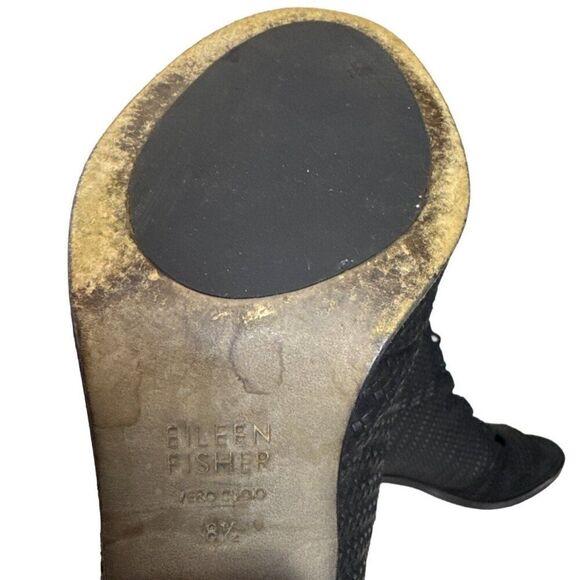 Eileen Fisher Womens Black Woven Open-Toe Ankle Booties 8.5 With Back Zipper Clo - Picture 3 of 6